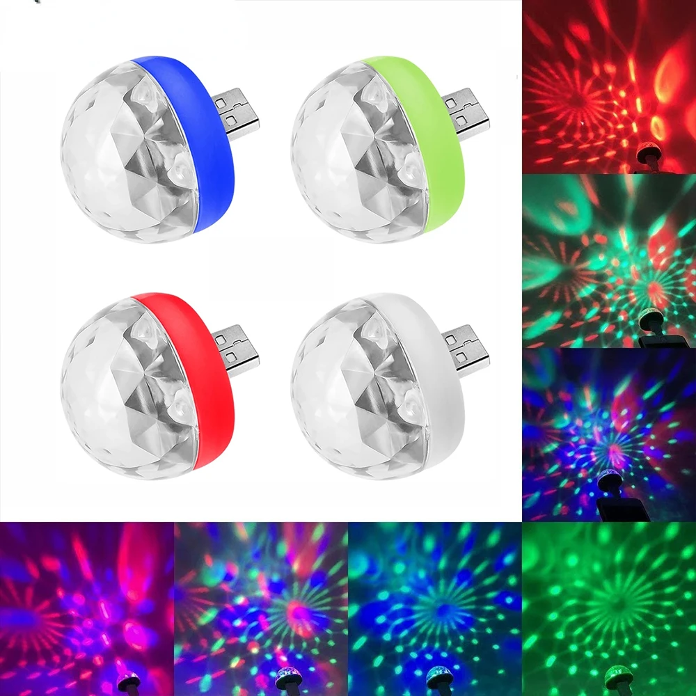 

Portable Mini USB LED Car Atmosphere Light Music Sound Contro Magic Ball Disco Lamp RGB DJ Effect Lighting Party Holiday Light