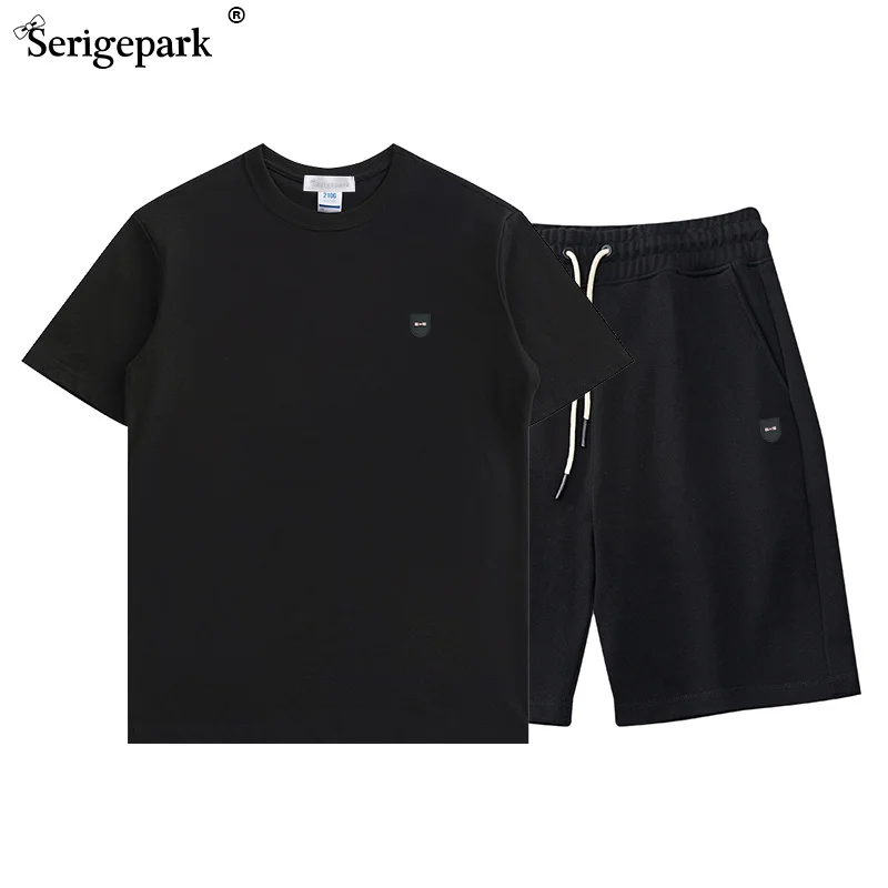 Mens Sets Casual Sport Classical Sweat Short With T Shirt Knitting Material Man Tracksuit Park Luxury With Badge Pink Bow Unisex