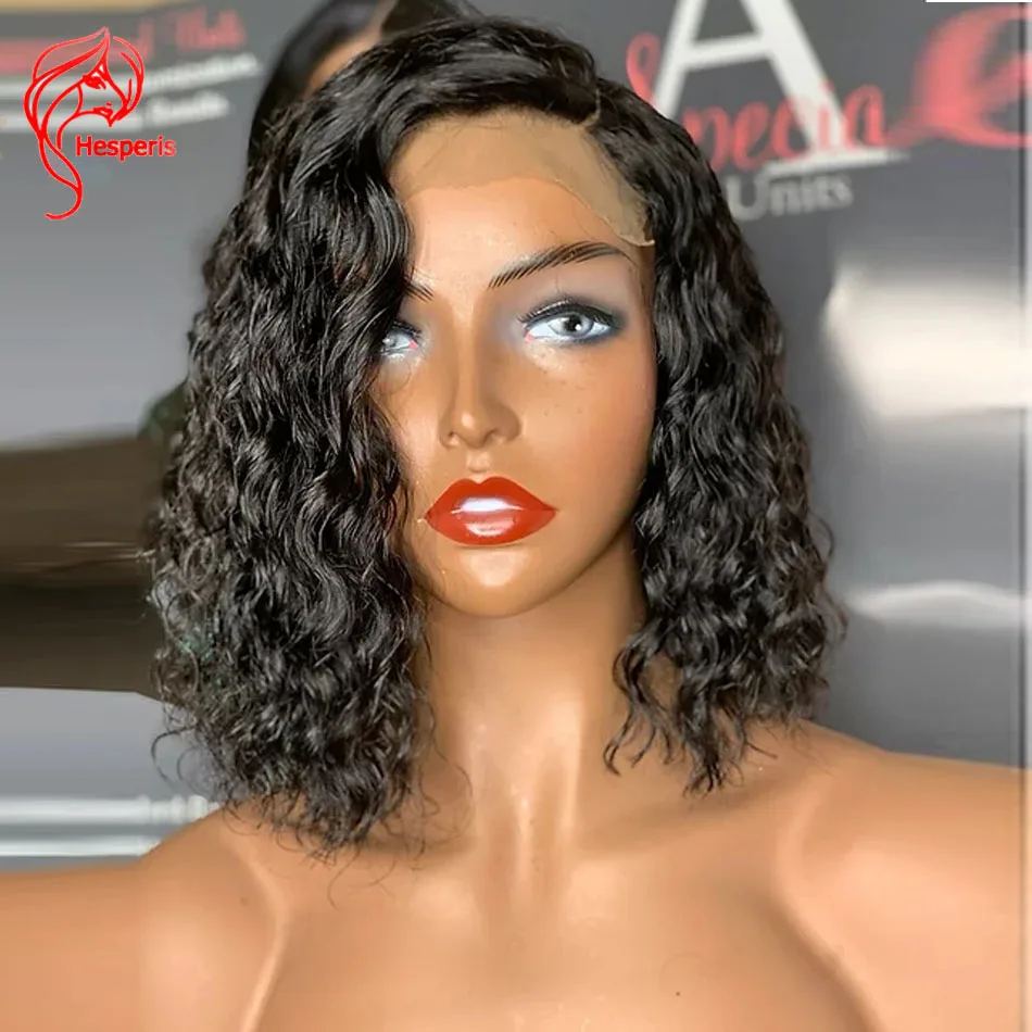 

Hesperis Deep Curly Frontal Wigs Brazilian Short Curly Bob Lace Front Human Hair Wigs Pre Plucked With Baby Hair For Women