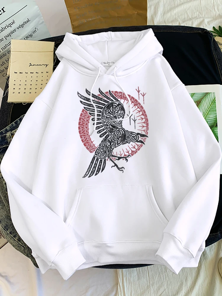 

Tv Series Viking Legends Ragnar'S Raven Pattern Print Women Hoodie Fashion Oversized Clothes Female Thirteen Color Casual Hoodie