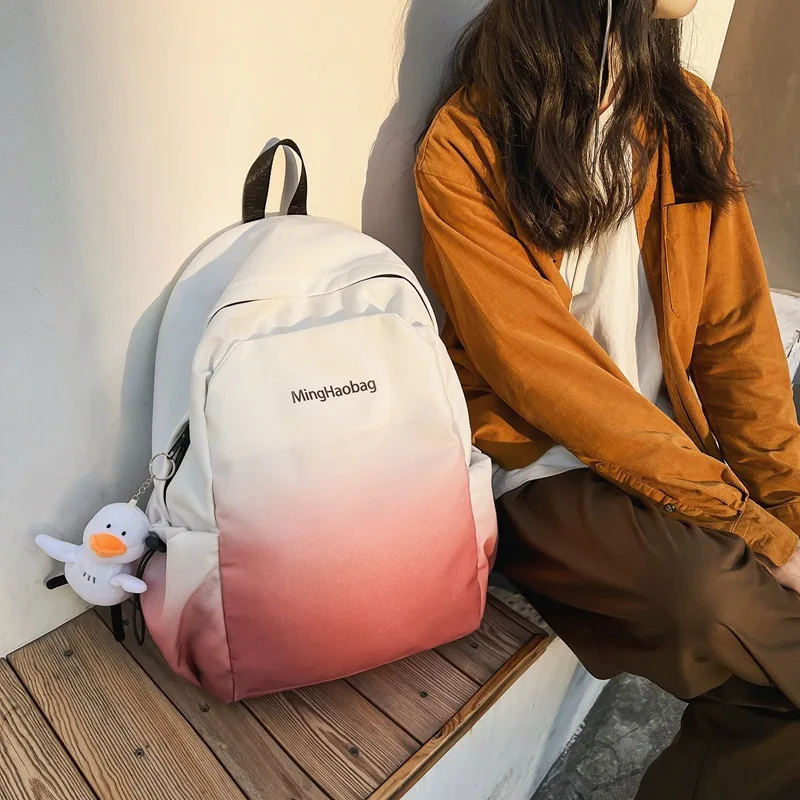 

Weysfor Fashion Waterproof Nylon Women Backpack Graduated Color Casual Backpack For Teenagers Large Capacity Ladies Schoolbag