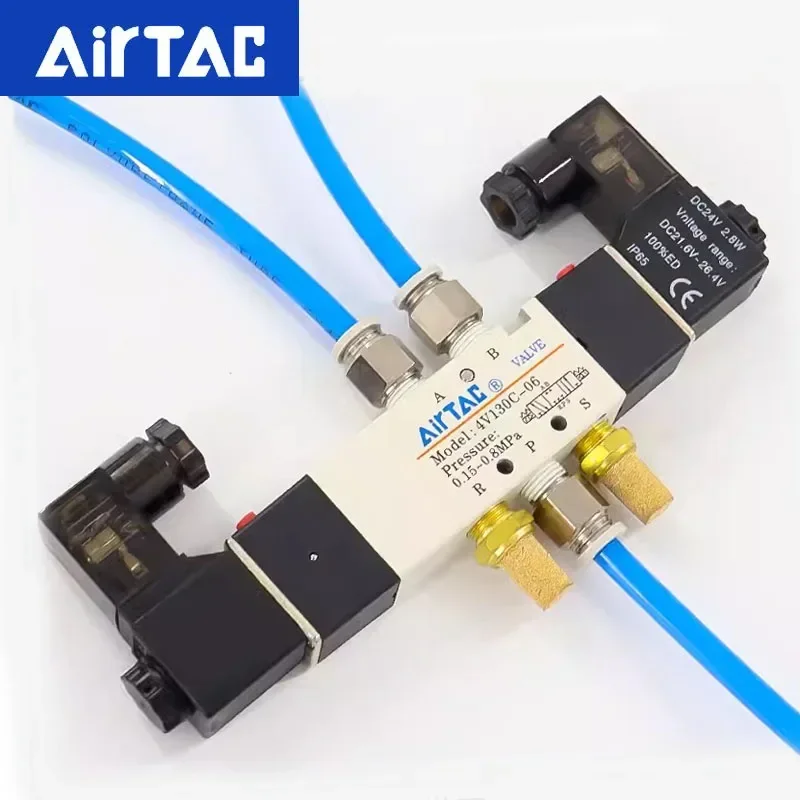 AirTAC 4V120-06 4V220-08 4V320-10 4v420-15 Solenoid Valve Air Two Position Five Way Reversing 12V 24V 110V 220V