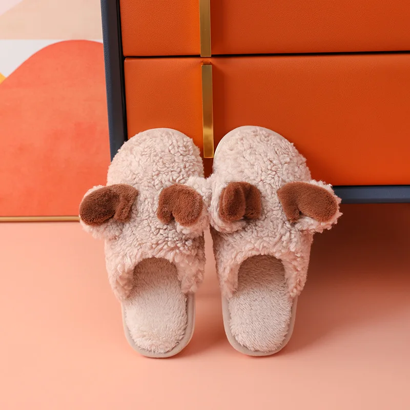 Slippers Winter Wool Slippers Female Couple Non Slip Warm Fur Home Cotton Slippers Women Slippers Breathablen Wear-resistant