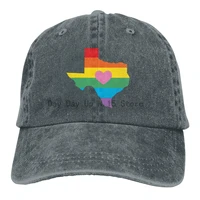rainbow heart texas vintage washed dyed cotton twill low profile adjustable baseball denim cap
