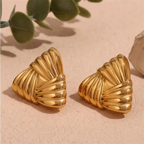 Модные серебряные, золотые геометрические серьги-гвоздики для женщин, плоские квадратные треугольные серьги из нержавеющей стали, вечерние украшения e498