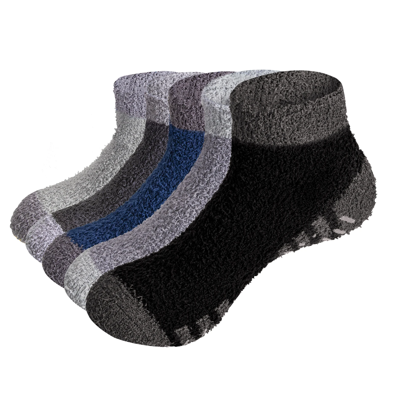 YUEDGE Men's Non Slip Fuzzy Fluffy Slipper Socks Cozy Winter Warm House Socks With Grips for Males Size 36-44