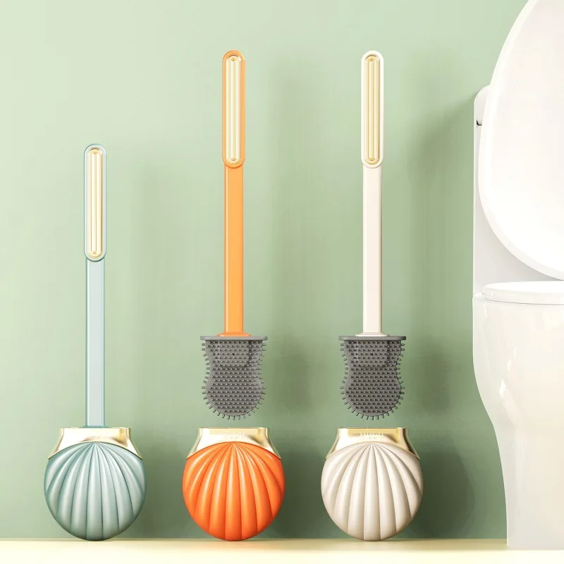 

Shell Wall Mounted Rack Tpr Silicone Toilet Brush Bathroom Storage Holders Cleaning Tools Container Household Accessories Set