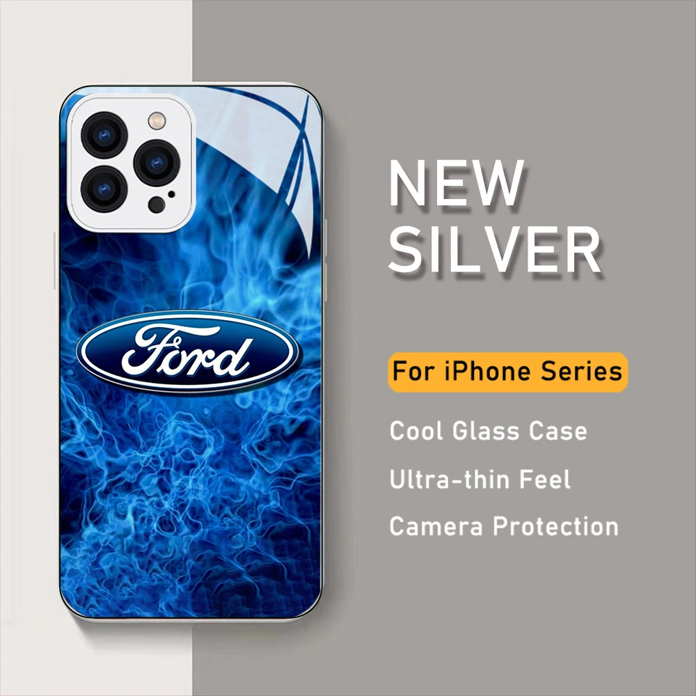 

Fords Mustang ST Metallic-Color Phone Case For iPhone 14 13 12 Mini 11 Pro Max X XS XR 7 8 SE 2020 Plus Glass Hard Cover