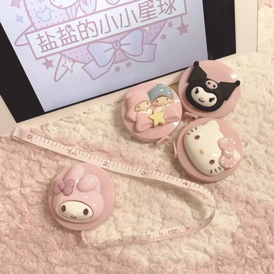 

150cm Sanrio Hello Kitty My Melody Kuromi Purin Soft Tape Measure Flexible Waist Size Girls Measurements Catoon Mini Tapeline