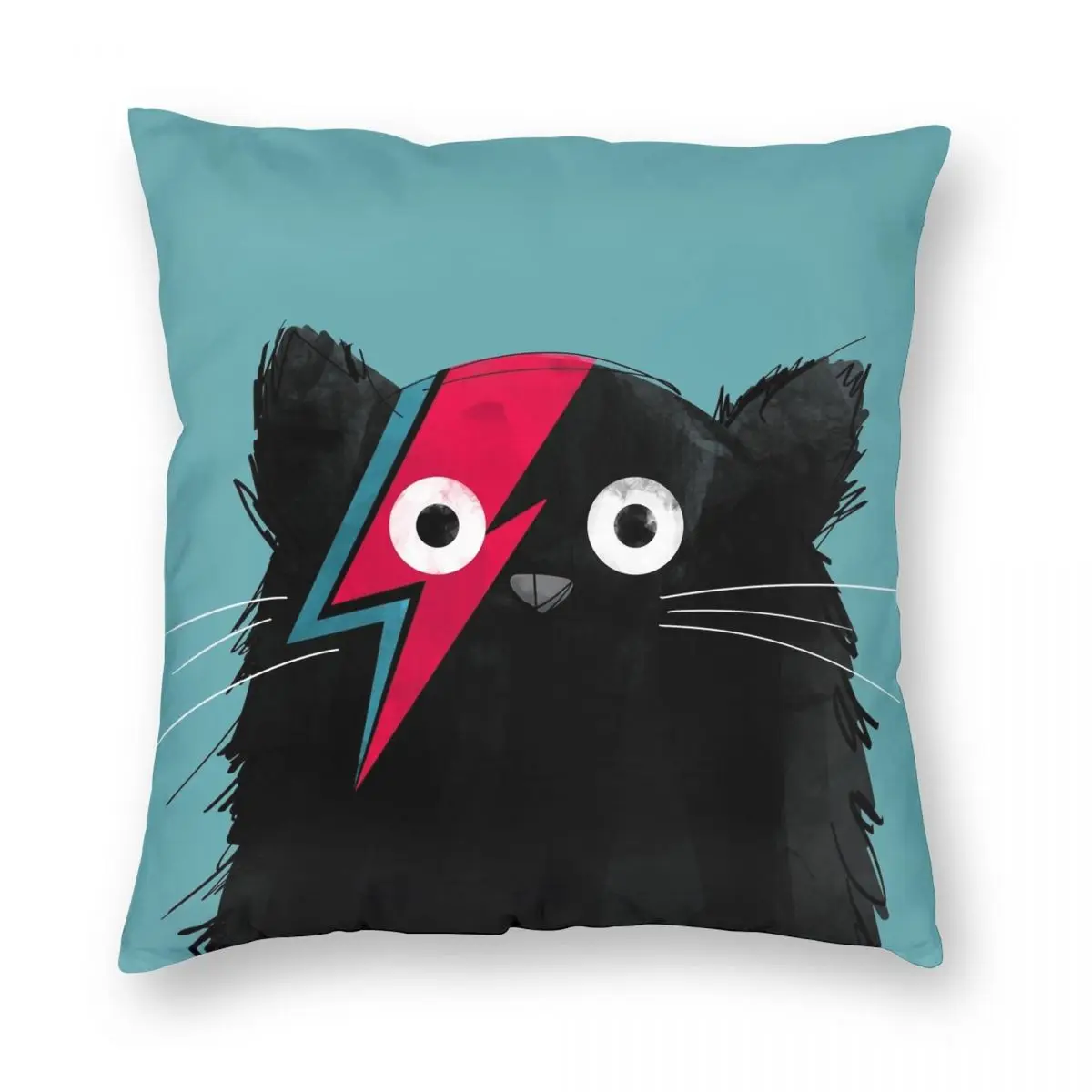 

Наволочка в виде кошки Боуи из полиэстера и льна, бархатный узор, декоративный чехол для автомобильной подушки на молнии