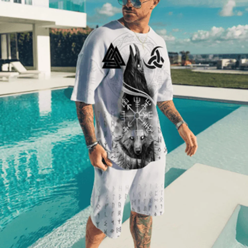 Men's Shorts and T Shirt Set Outfits Outdoor Street Short Sleeve 3D Print Clothing Graphic Prints Technology Crew Neck 3D Print