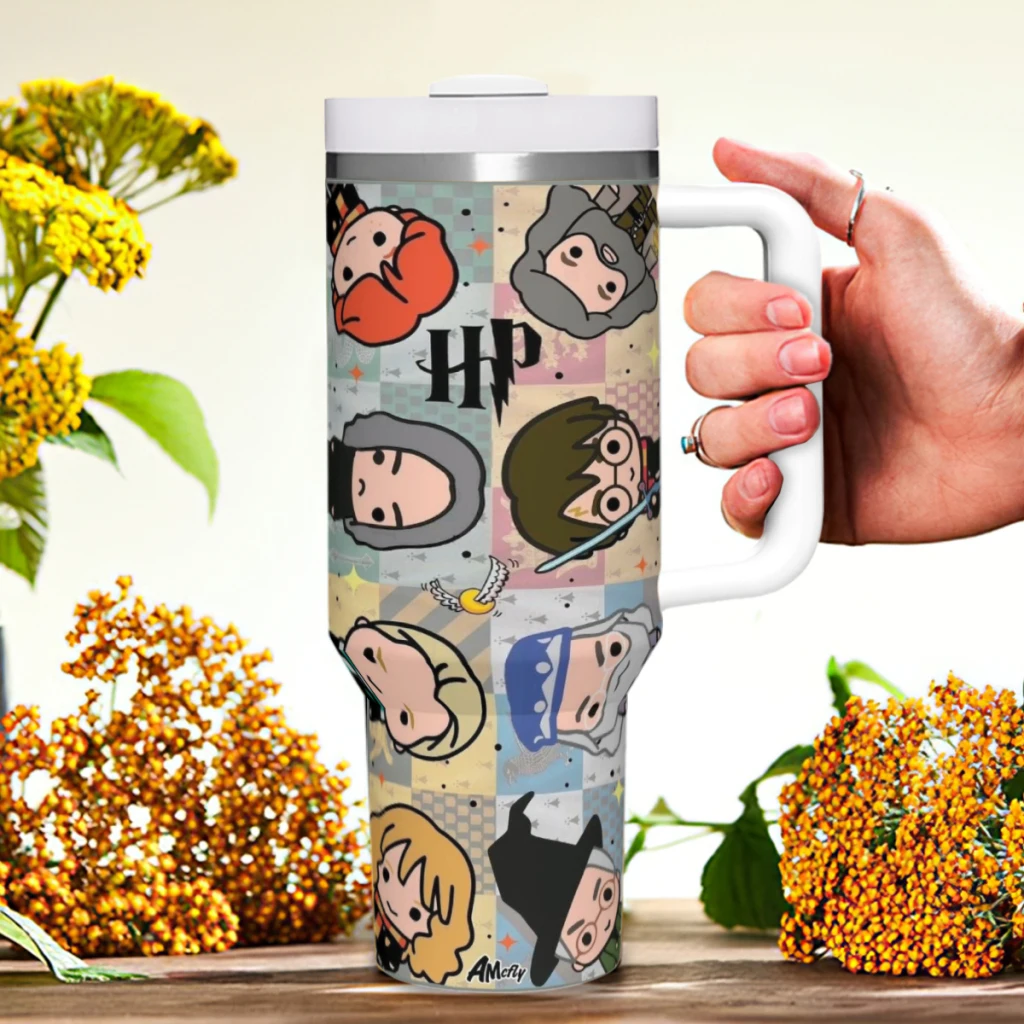 Стакан Harry Potter на 40 унций с ручкой и соломенной крышкой. Изолированные стаканы из