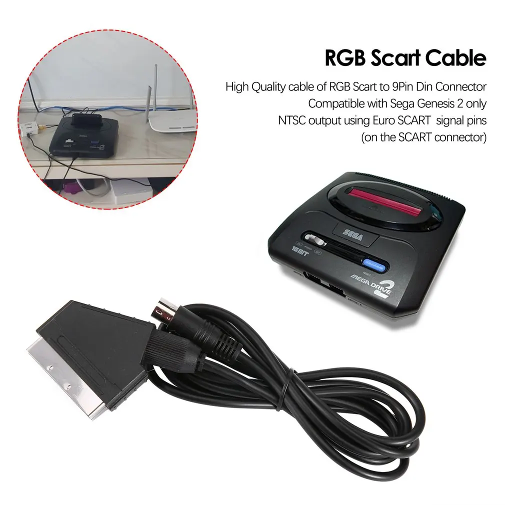 

Высокое качество 1,8 м/6 футов Версия ЕС V-pin Scart кабель RGB AV кабели PAL для Sega Genesis 2 Mega Drive MD 2