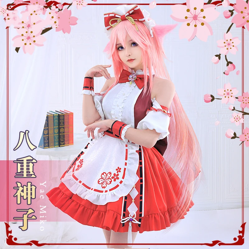 

COS-KiKi Anime Genshin Impact Yae Miko Game Suit Cosplay Costume Nifty Lovely Maid Dress Uniform Halloween Party Outfit Women