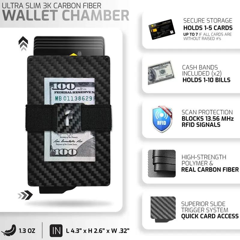 Minimalist Wallet For Men - Slim Credit Card Holder Rfid Mens Wallets
