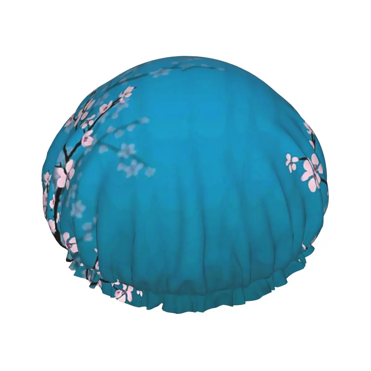 

Spring Japanese Plants Waterproof Shower Cap with Elasticized Hem Reversible Shower Sleeping Bonnet Cap for All Hair Lengths