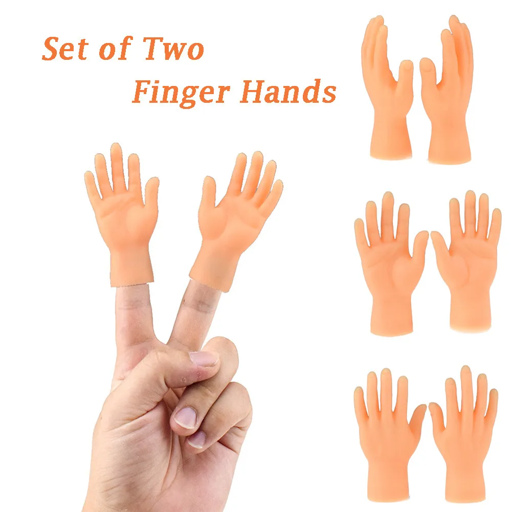 

2PCS Novelty Funny Hand Finger Puppets Set Two Mini Tiny Hand Finger Puppet Silicone Joke Play Adults Tell Story Toys For Kids