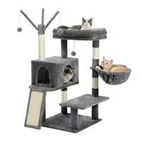 US Stock Modern Cat Tree Multi-level Cat Tower With Spacious Condo Cozy Hammock Large Top Perch And Scratching Board For Big Cat