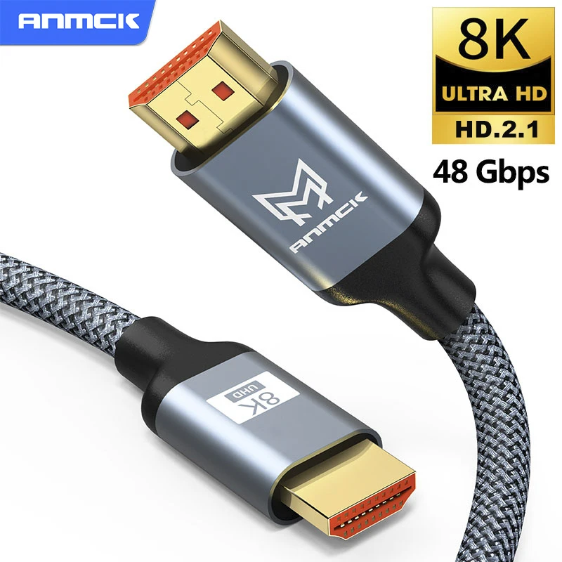 Anmck 8K HDMI-совместимый 2,1 кабель видеокабели позолоченный штекер 2,1 8K 60 Гц 3D кабель для монитора ТВ приставки сплиттер коммутатор PS4
