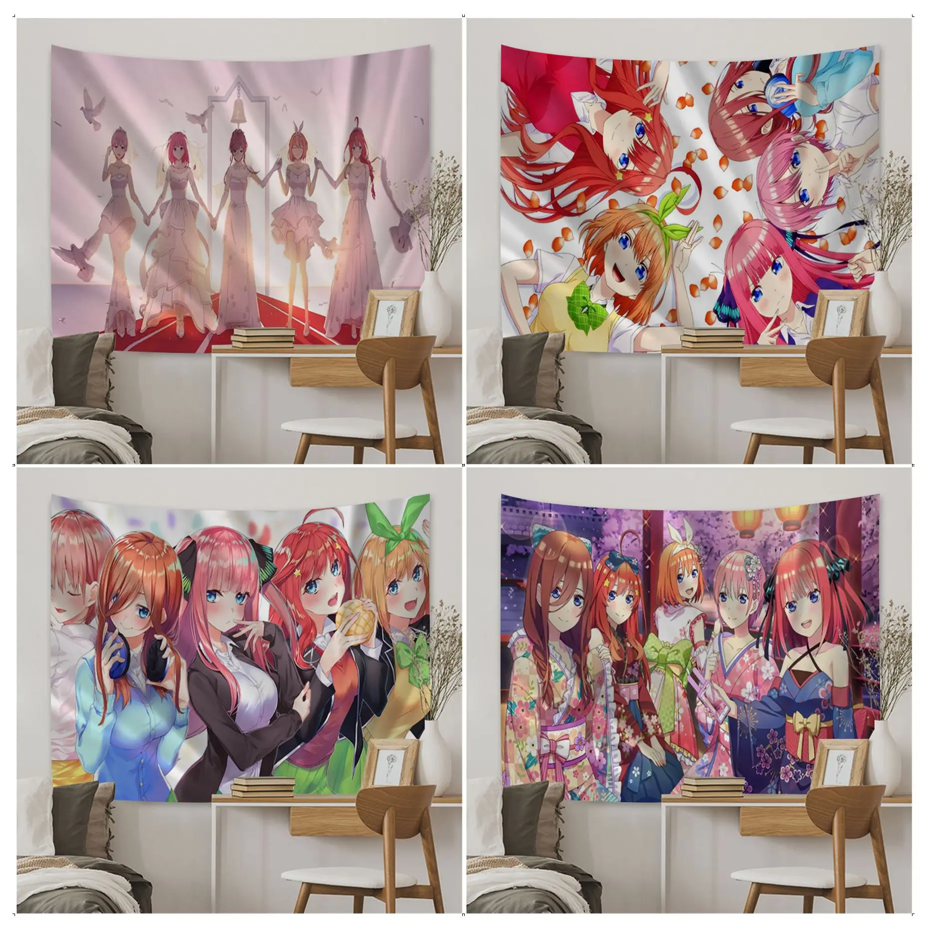 

Gotoubun No Hanayome The Quintessential Quintuplets Hanging Tapestries Hippie Wall Hanging Mandala Wall Hanging Sheets