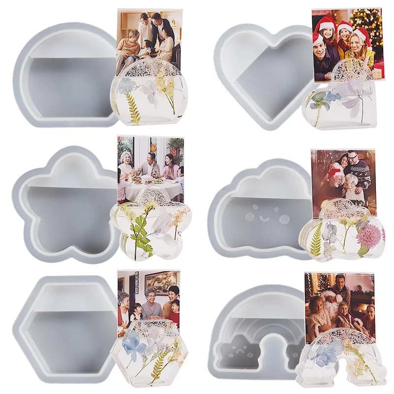 

DIY Silicone Mold Half Round Flower Heart Love Epoxy Resin Mould for Put In Postcard Photo Card Holder Making Art Supplies Craft