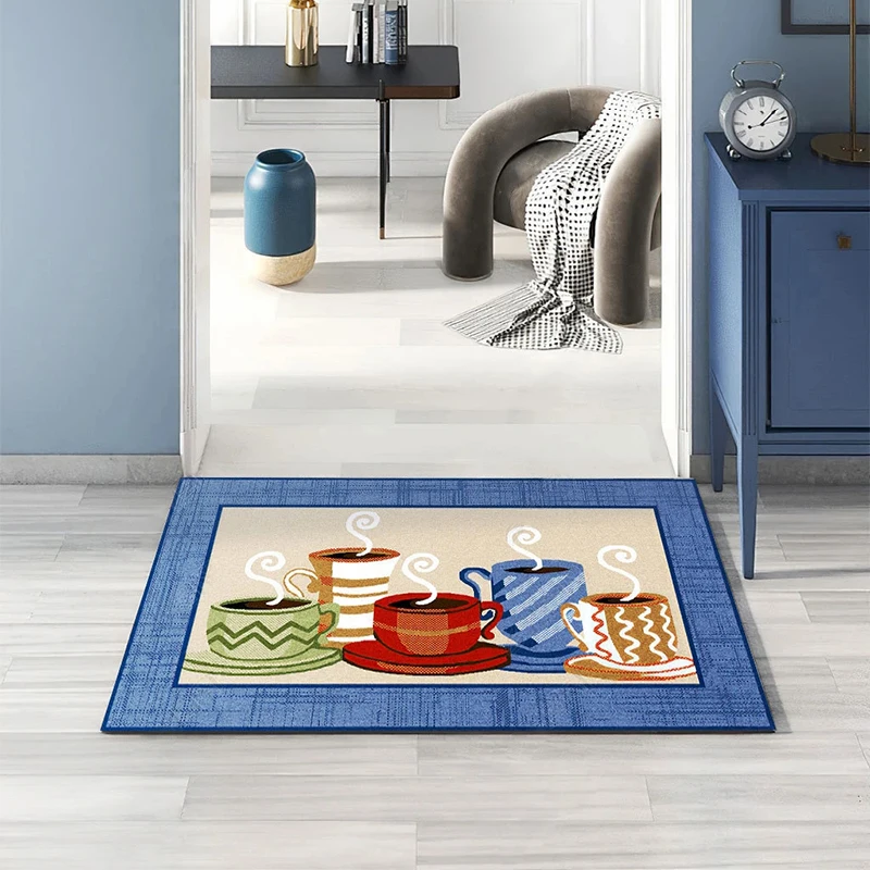 

Coffee Pattern Carpet Living Room Entrance Doormat Decoration Light Luxury Short Plush Floor Mat Bedroom Decor Home Rug Custom
