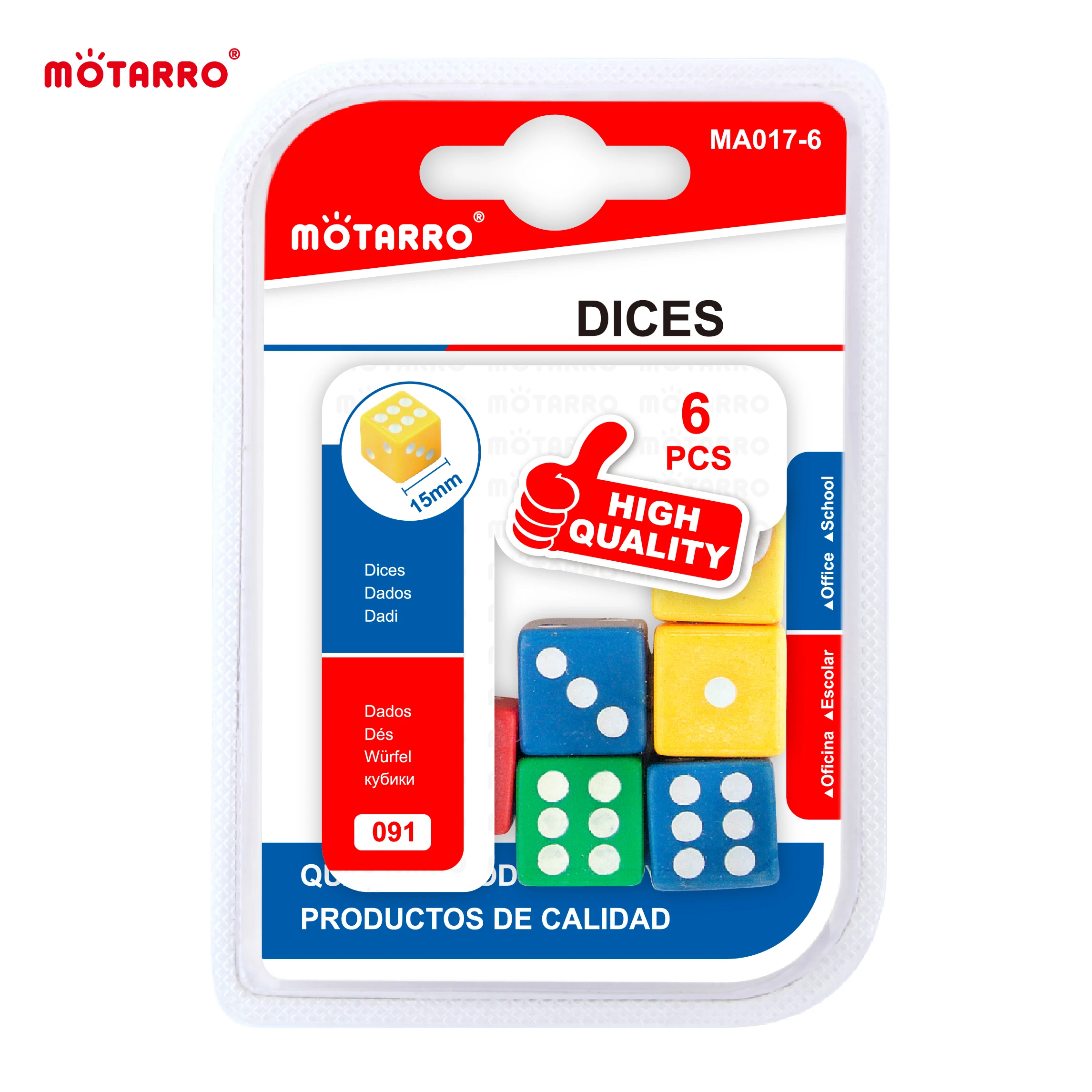 Набор Разноцветных Кубиков MOTARRO 6 Шт. 15 Мм Для Семейных Игр И Настольных Украшения