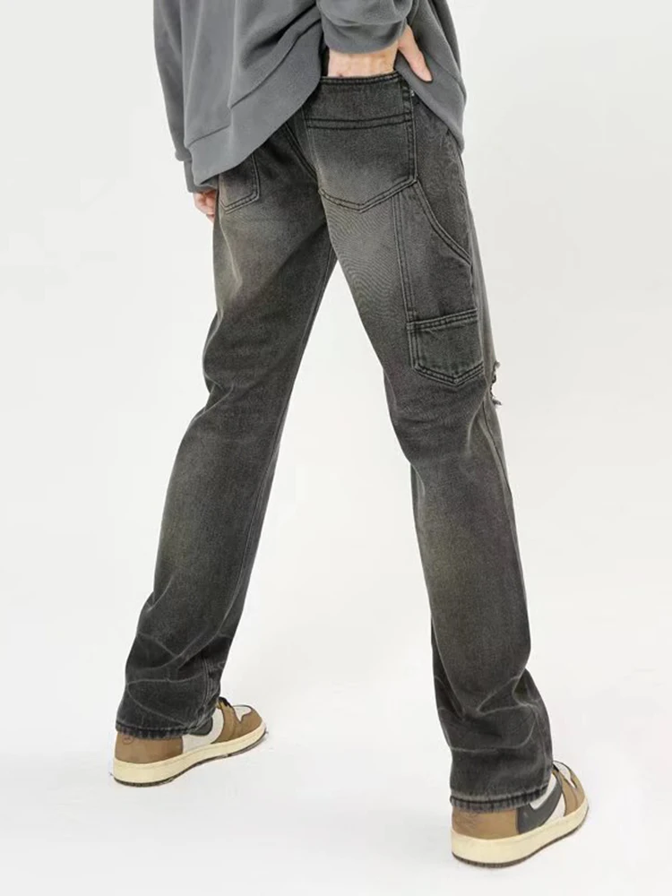 Fashion Street Clothing Men's Jeans Casual Pants Wide -leg Pants Men's Street Clothing Loose Straight Leg Pants Street Jeans Men