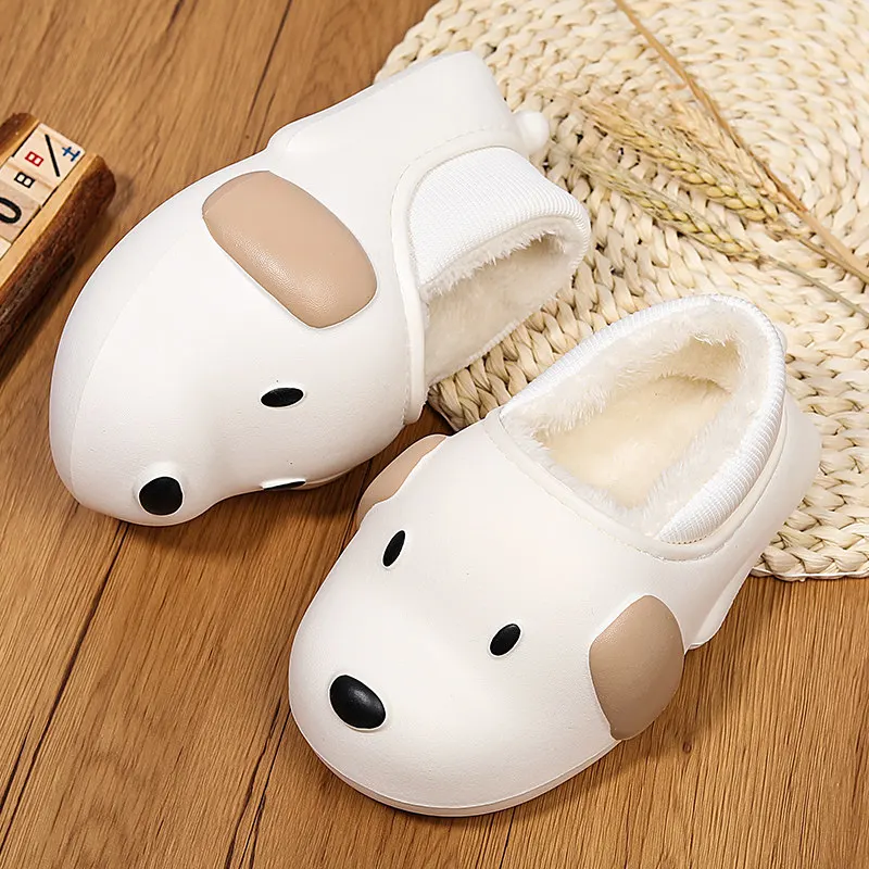 Fashion Unisex Shoes Women Slippers Cute Bear Cotton Slippers Winter Waterproof Warm Slippers Women Non-slip Home Slippers Men