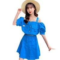clothes for girls solid off shoulder top skirt suit summer clothes for girls teenager elegant clothing set 6 10 12 13 14 years