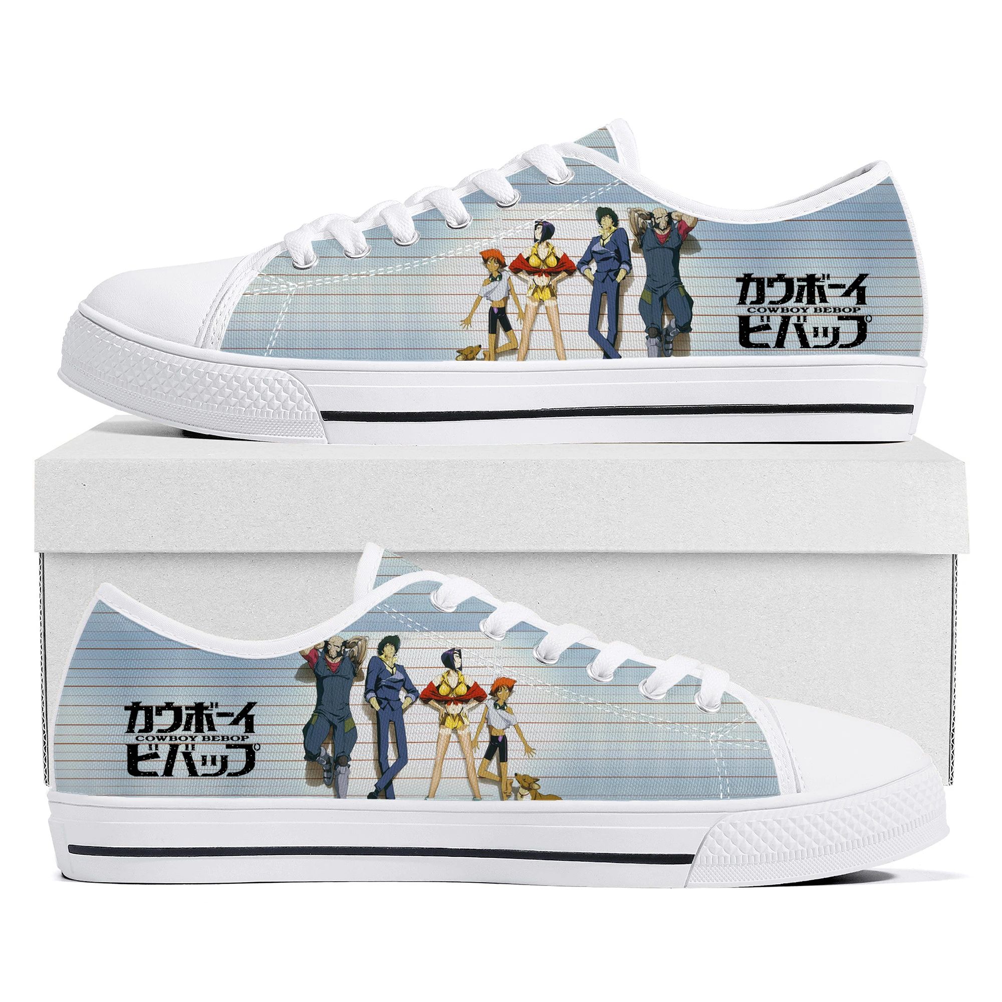 

Anime Comics Cowboy Bebop Low Top Sneakers Mens Womens Teenager Canvas High Quality Sneaker Couple Shoes Custom White Shoe