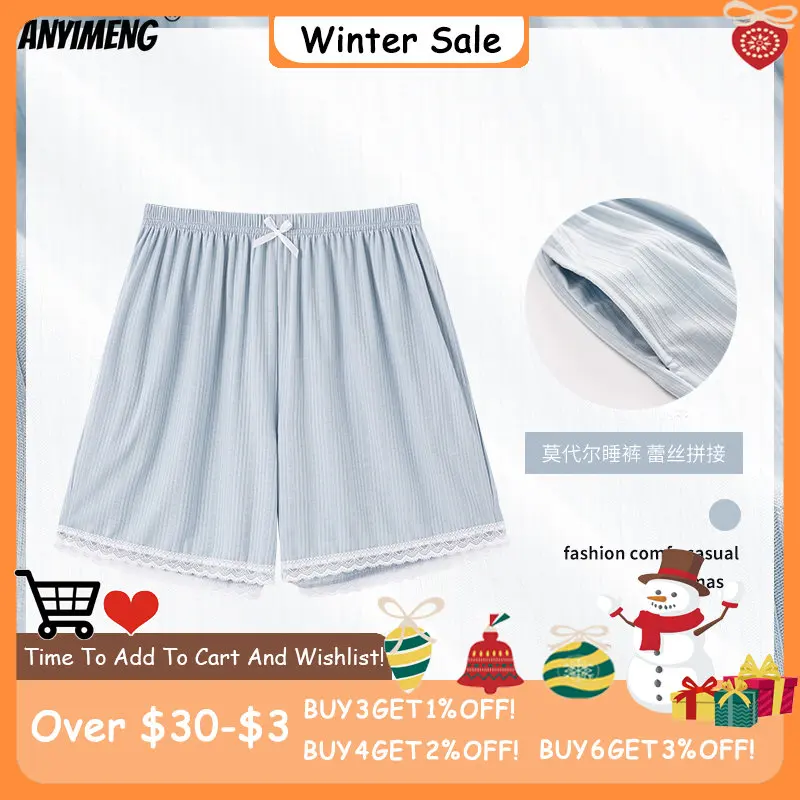 

Летняя Новинка, модные женские Пижамные шорты, мягкая Модальная Однотонная синяя одежда для сна, штаны, спортивные милые штаны для сна для ж...