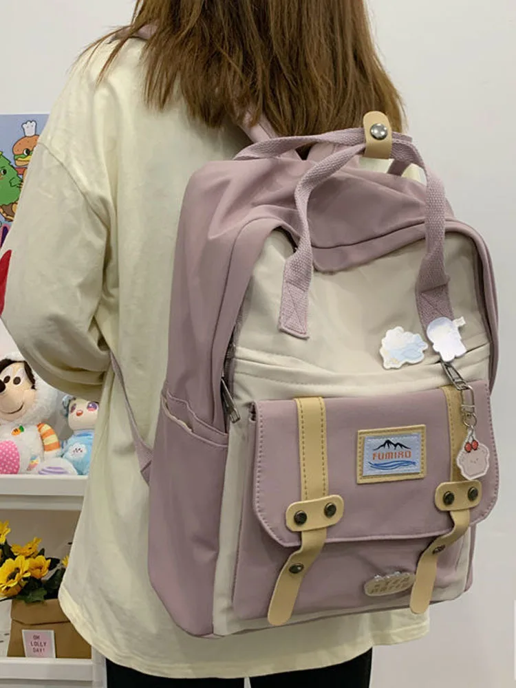 

Японский эстетичный рюкзак розового и синего цвета Y2K в стиле Харадзюку, милая Повседневная простая многофункциональная женская сумка