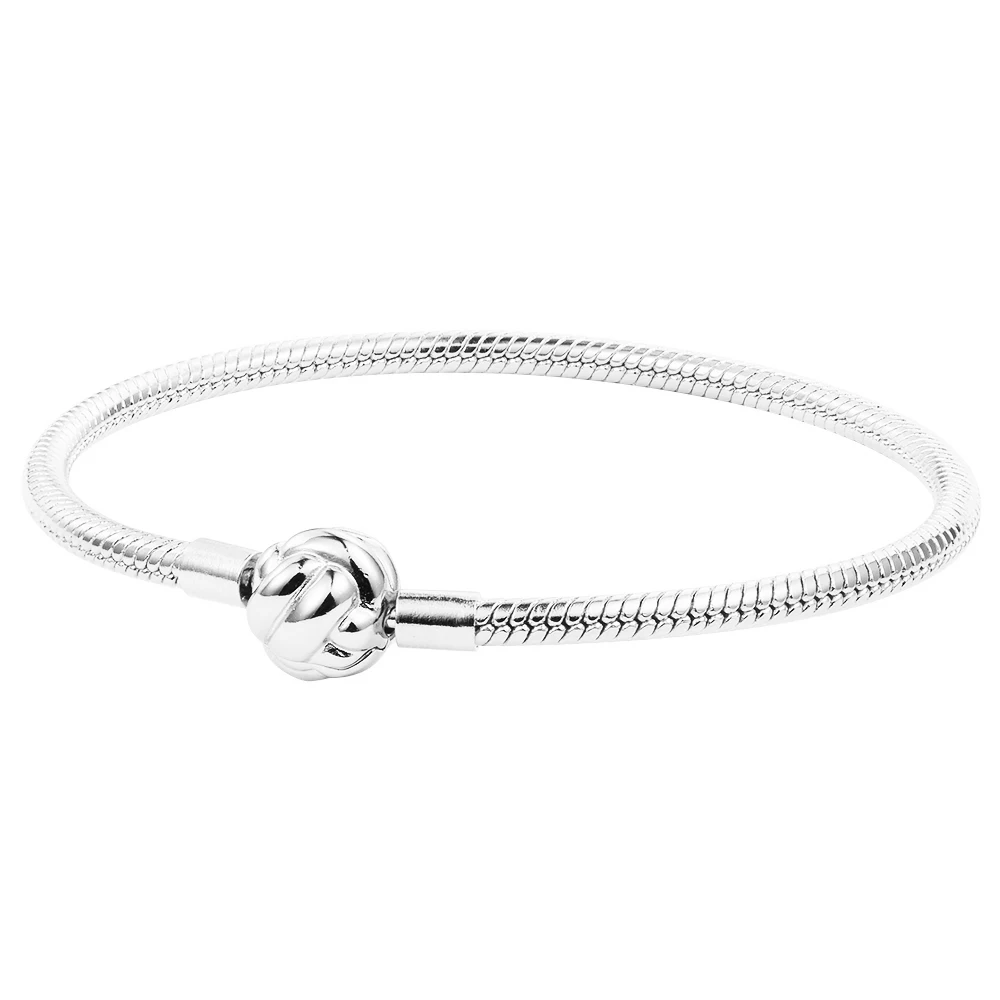 

Authentic 925 Sterling Silver Love Knot Snake Chain Bracelet for Women DIY Charms Bracelets & Bangles Jewelry Making Pulseras