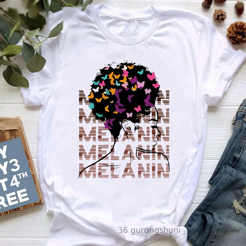 

Golden God Says I Am Unique Special Lovely Strong Graphic Print Tshirts Women Black Girls Magic T Shirt Femme Melanin T-Shirt