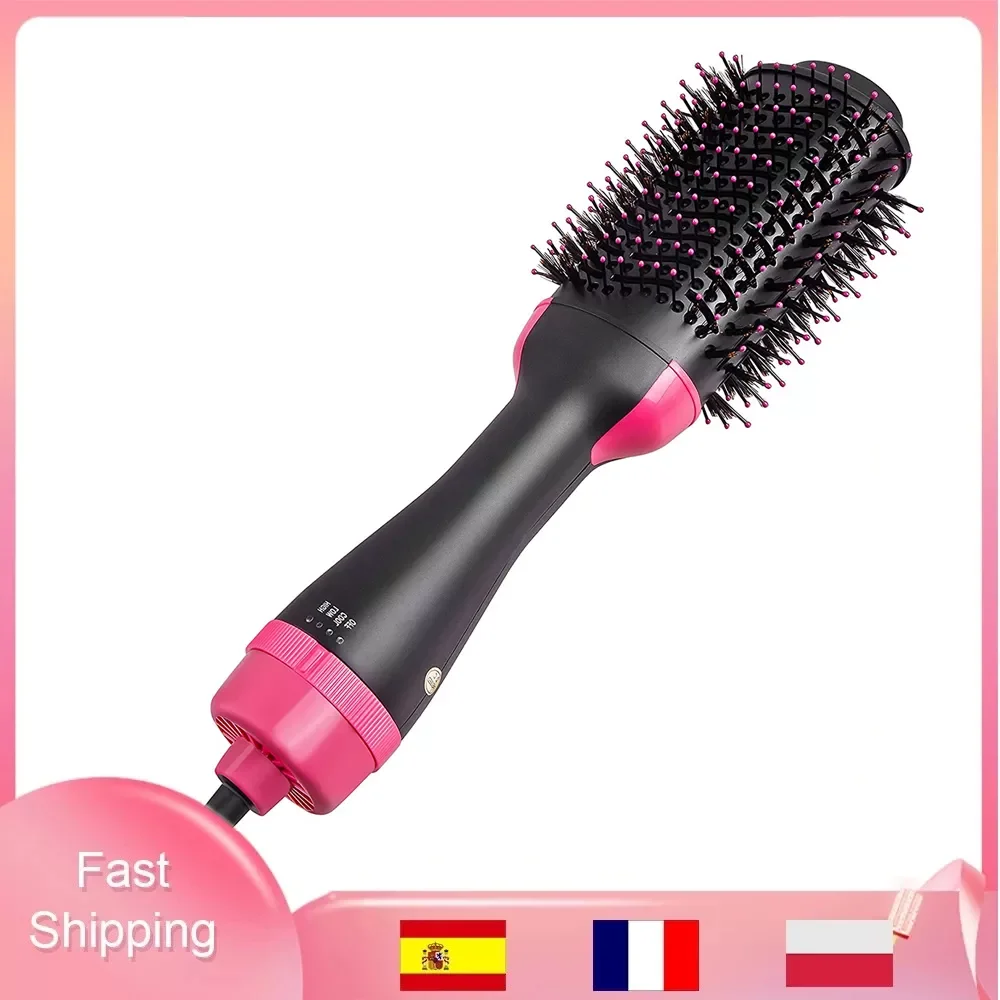 

NEW2023 One Step Hair Dryer and Volumizer Round Hot Air Brush 3 in 1 Anti-Scald Negative Ion Hair Straightener Brush Comb Curler
