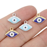 5pcs gold plated blue enamel evil eye charm pendant for jewelry making necklace bracelet earrings accessories diy 16x13mm