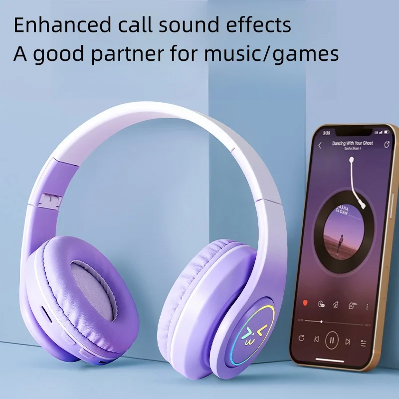 Фото 2619016 Беспроводные Bluetooth-наушники SONY для компьютера с RGB-подсветкой, светящимся смайликом, шумоподавлением, игровая гарнитура для геймеров, с усиленными басами, для спорта №1