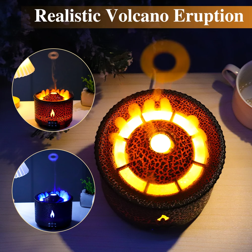 

Crack Volcano Flame Humidifier Aroma Diffuser Ultrasonic Mist Maker Fogger Essential Oil Fire Jellyfish Diffuser Fragrance Home