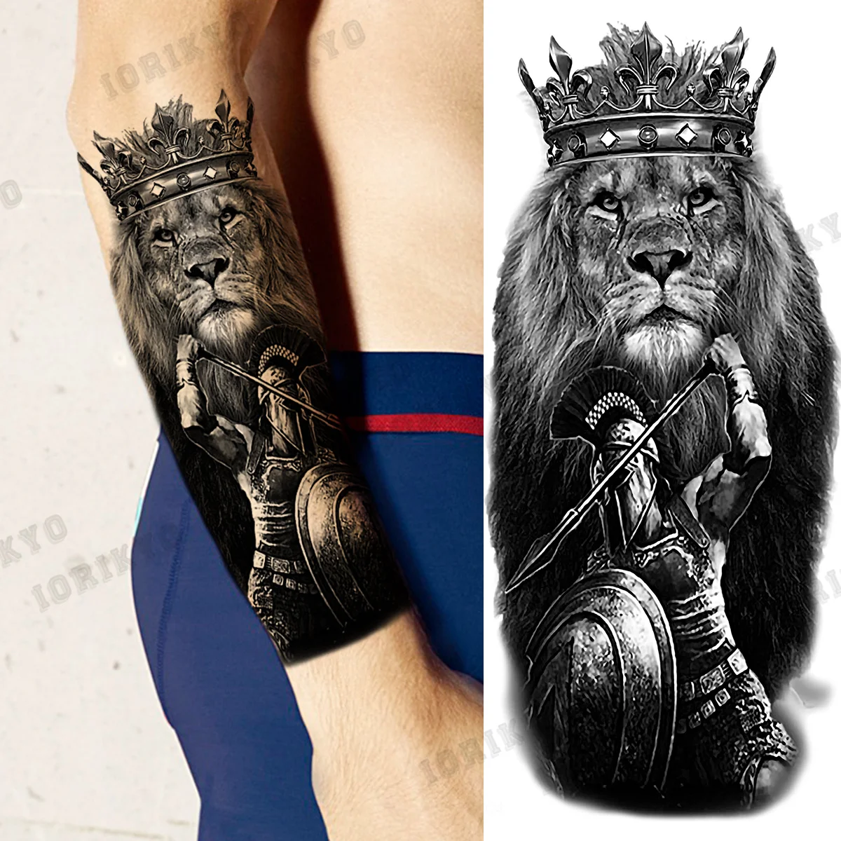 Временные татуировки для мужчин Корона Льва воин тигр компас роза цветок