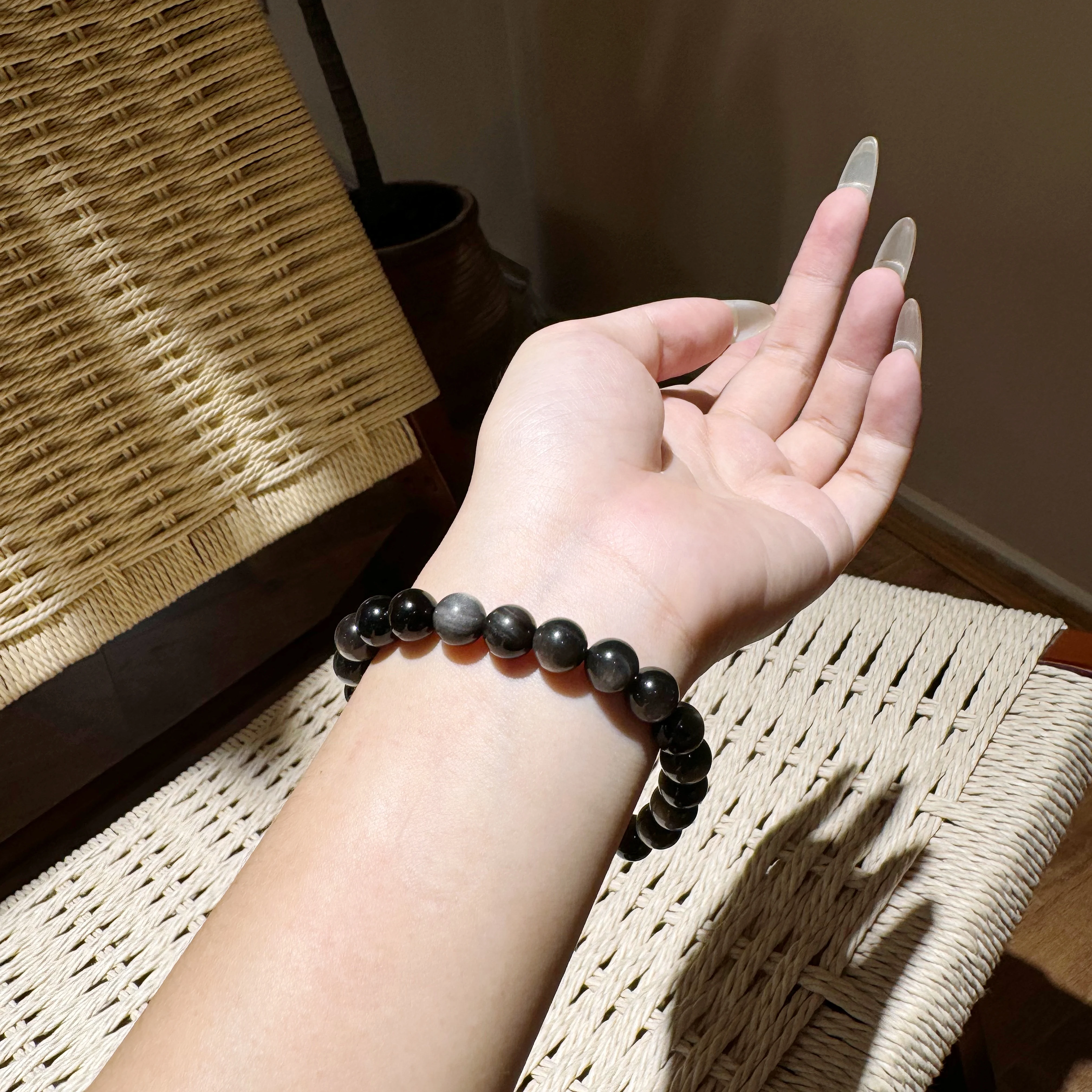 Новый браслет из натурального обсидиана для женщин и мужчин золотой обсидиан на