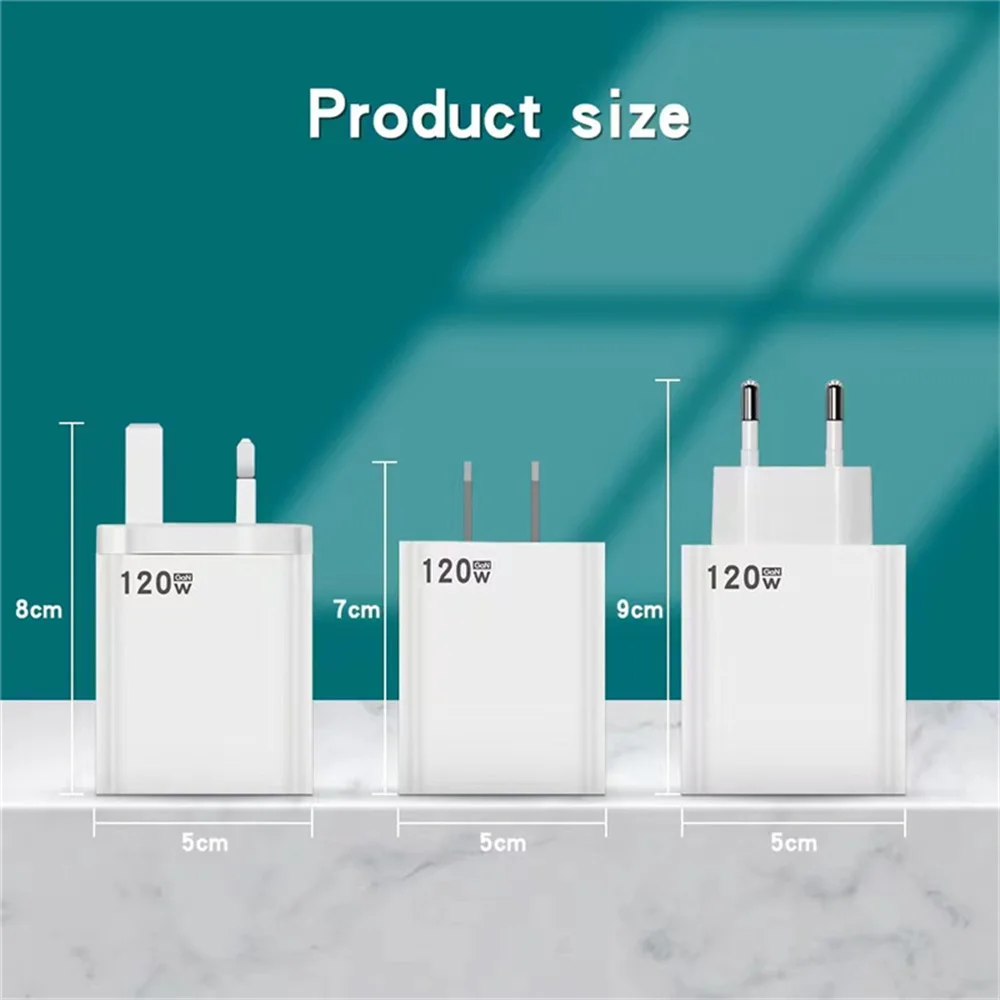 

120W Mobile Phone Chargers EU/US/UK Fast Charging Head For Huawei Xiaomi Adapter Portable Travel Charger Wall Plug Power Adapter