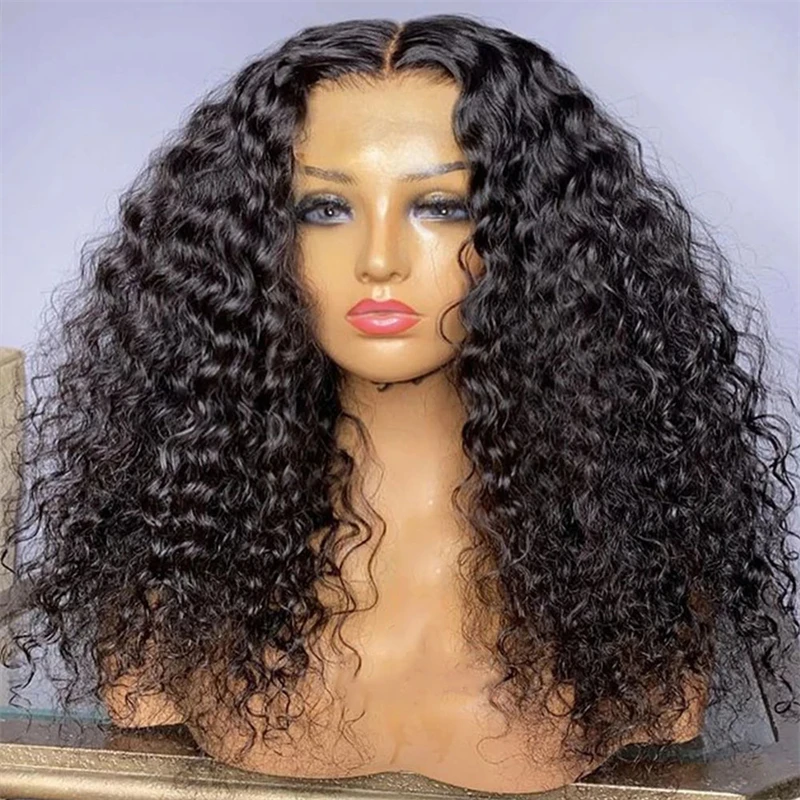 

Glueless Soft 180 Density 26Inch Long Kinky Curly Synthetic Lace Front Wig For Black Women Preplucked Natural Hairline Baby Hair
