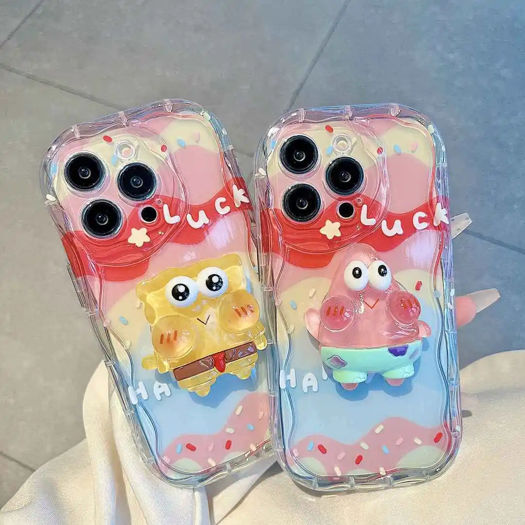 Чехол-кронштейн 3D Spongebob для OPPO A18 A17 A16 A15 A78 A79 A36 A60 A38 A72 A92 A53 A33 A31 A5 A9 2020 A54 A58 A57 2022 A98 A3PRO