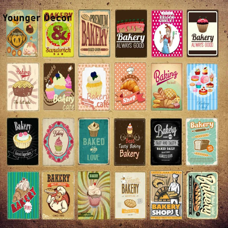 

Bakery Cafe Metal Signs Sweet Foods Sandwich Bar Tin Poster Vintage Home Kitchen Cafe Shop Decoration Wall Art Plaque Mural