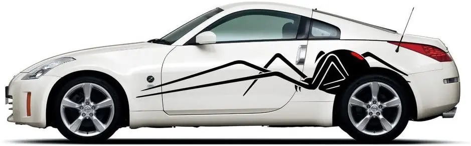

Picniva Black Widow Spider Racing Car Body Side Stripes Sticker Decal 2 Pcs
