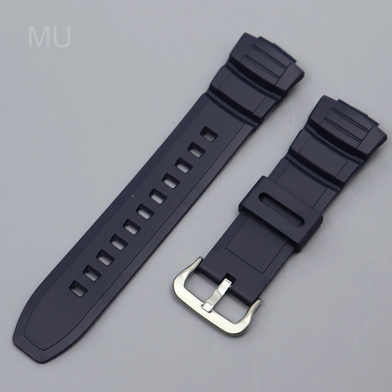 Фото Черный силиконовый ремешок для часов Casio MCW100H/110H/W-S220/HDD-S100/AE2000/2100, выпуклая интерфейсная пряжка, удобный для кожи ремешок №5