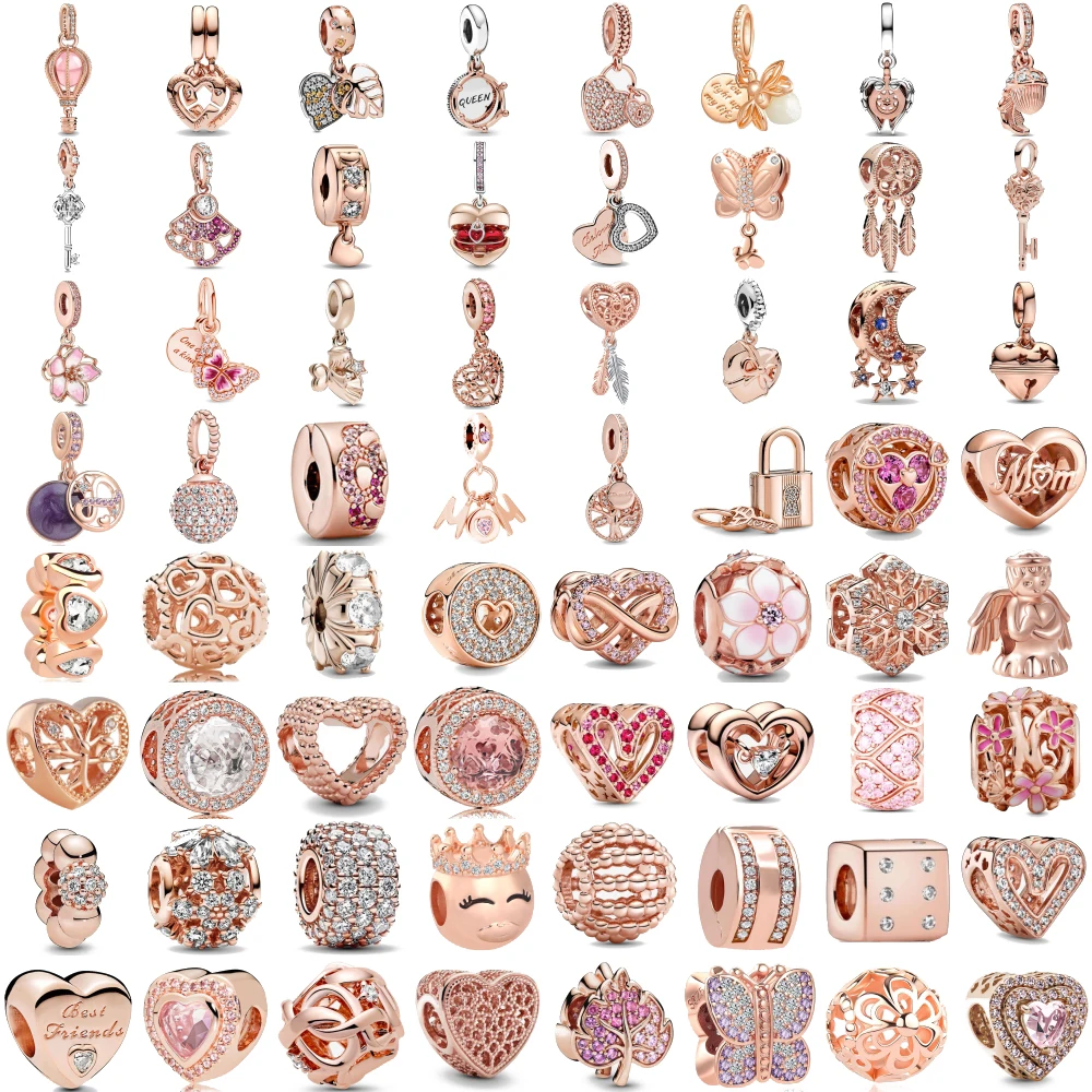 Бусины с покрытием из розового золота в форме свиньи для браслетов Pandora