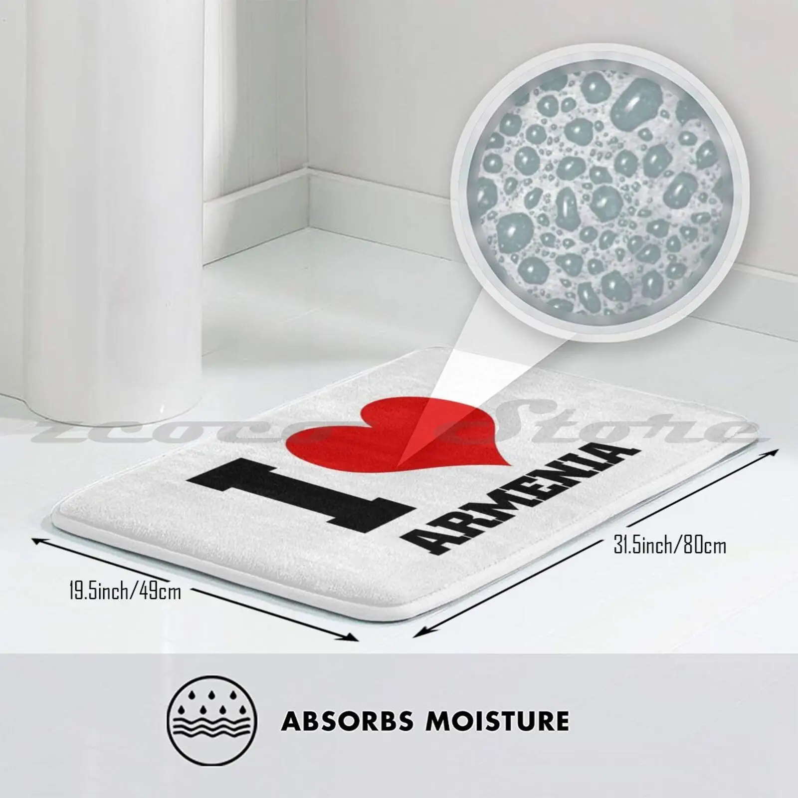 Коврик I Love для дверей с водовпитывающим покрытием противоскользящий комнатный