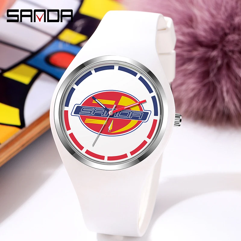 

SANDA New Fashion Casual Women's Quartz Watch Popular Brand Silicone strap Ladies Watches Sports Men's Clock Orologio da uomo